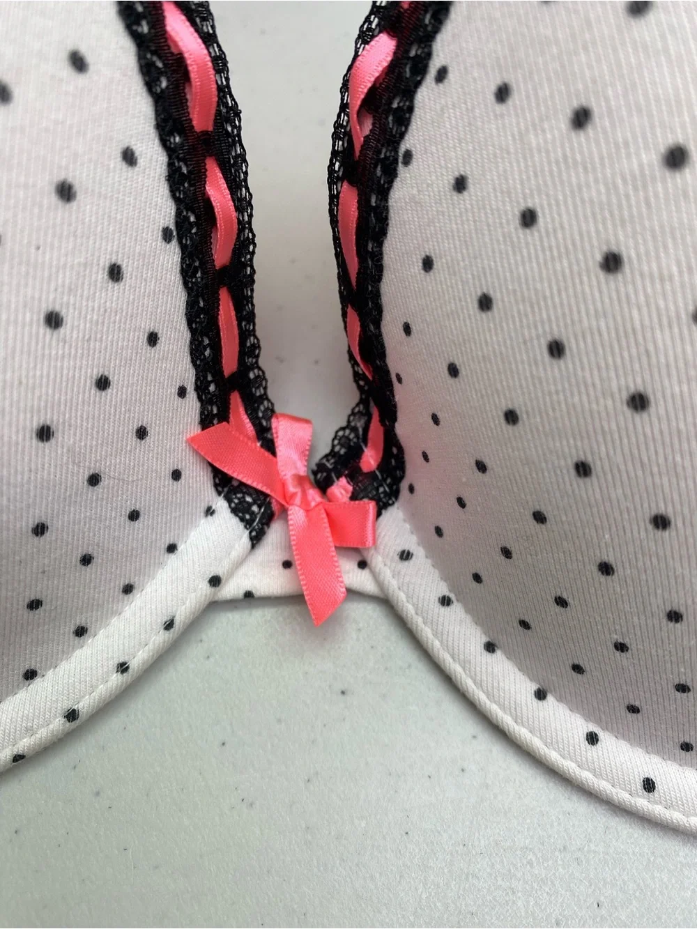 NWOT LS WHT/BLK Dots Push-up, 38C *P1100 - Picture 2 of 6